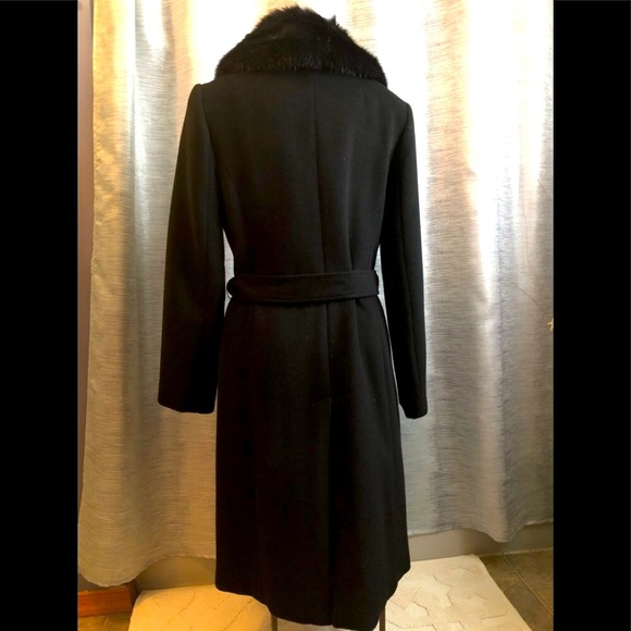 Talbots black wool coat with faux fur collar. Size 4 - Picture 2 of 4